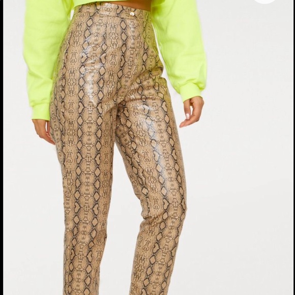 leather snakeskin trousers